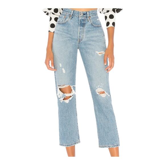 Levis 501 Crop Jeans - Picture 1 of 5